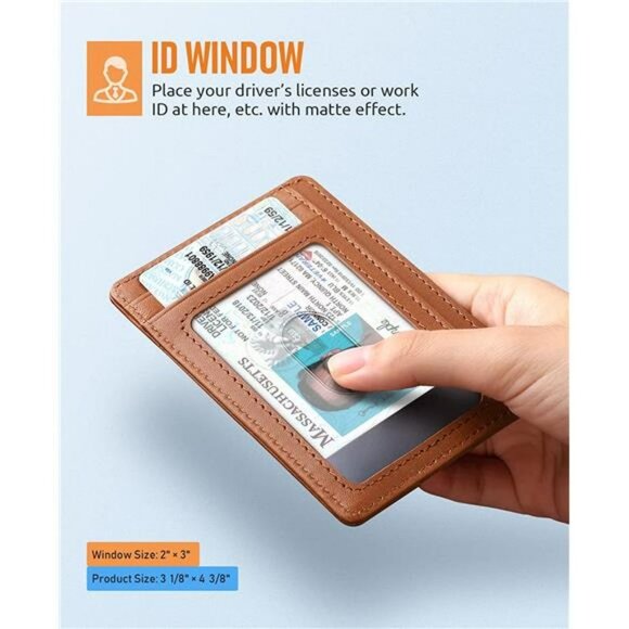 Slim Wallet for Men or Women Minimalist Small Leather Wallet - Brown - Picture 5 of 7